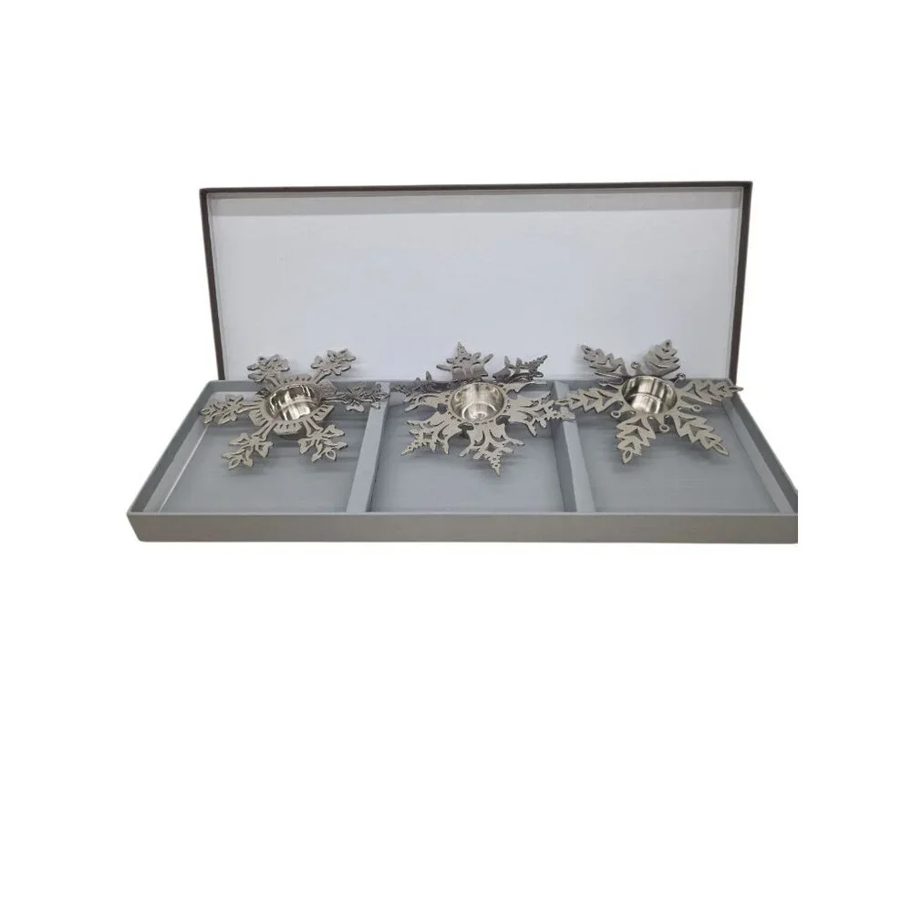 Restoration Hardware Snowflake Tealight Metal Candle Holders Set Of Three